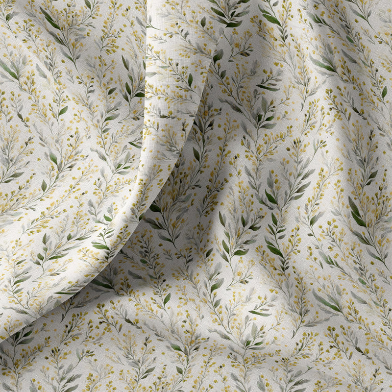 Printed Cotton MIMOSA Ecru / Yellow